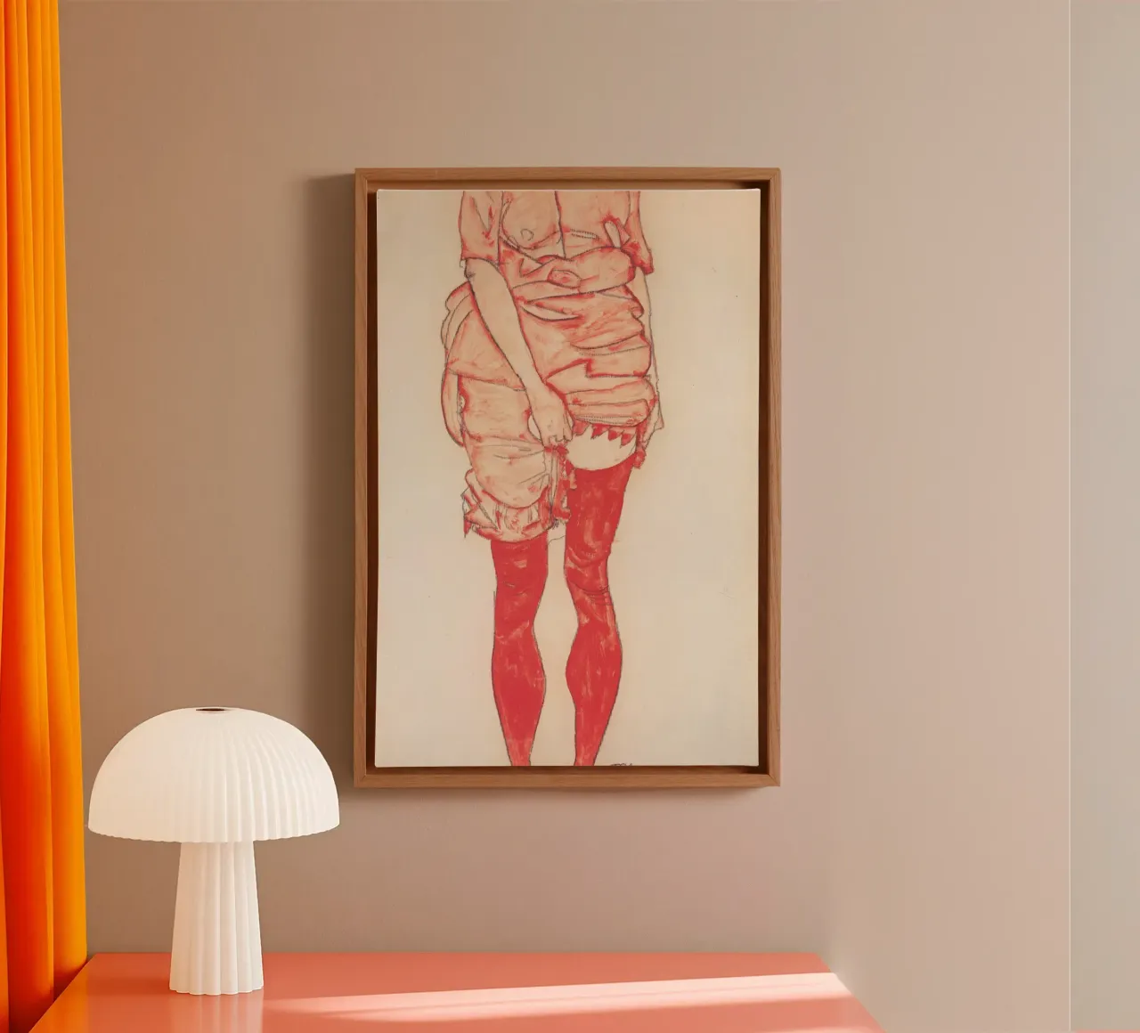 Egon Schiele - Standing Woman in Red canvas by William Store