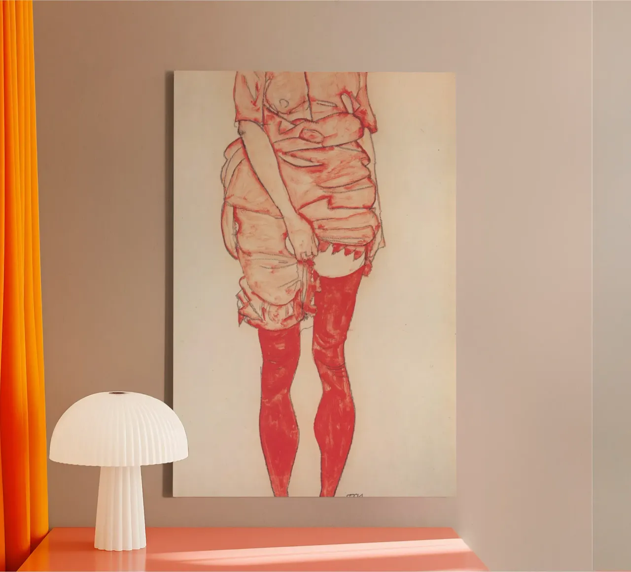 Egon Schiele - Standing Woman in Red canvas by William Store