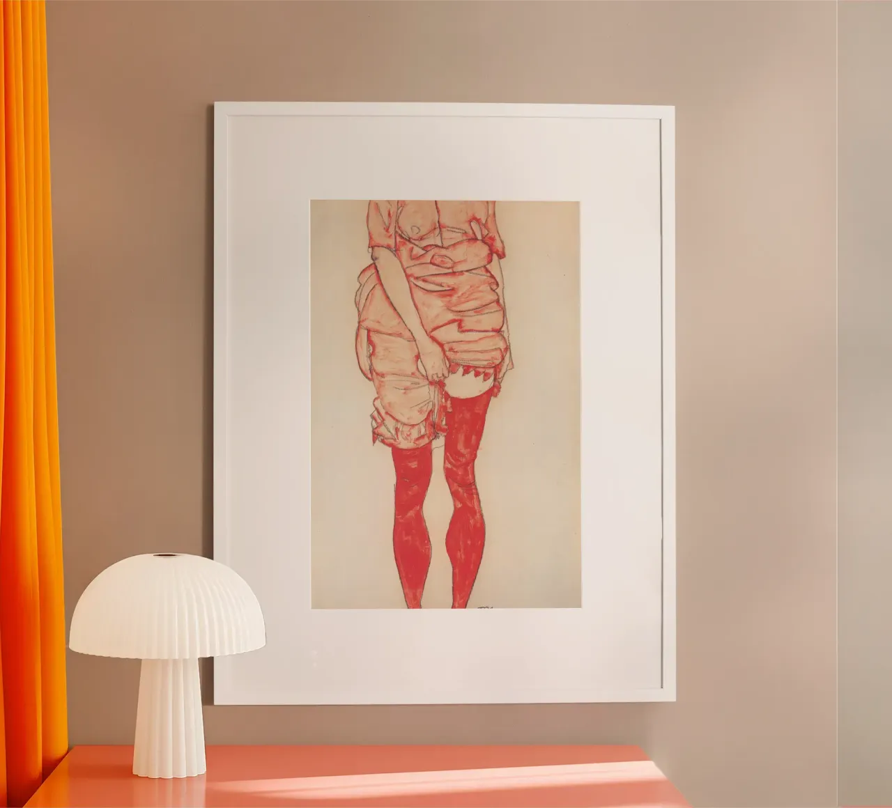Egon Schiele - Donna in piedi in rosso carta hahnemühle da William Store
