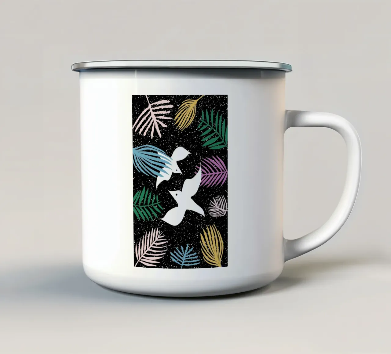 Birds of Paradise tazza in smalto da Linda Gobeta