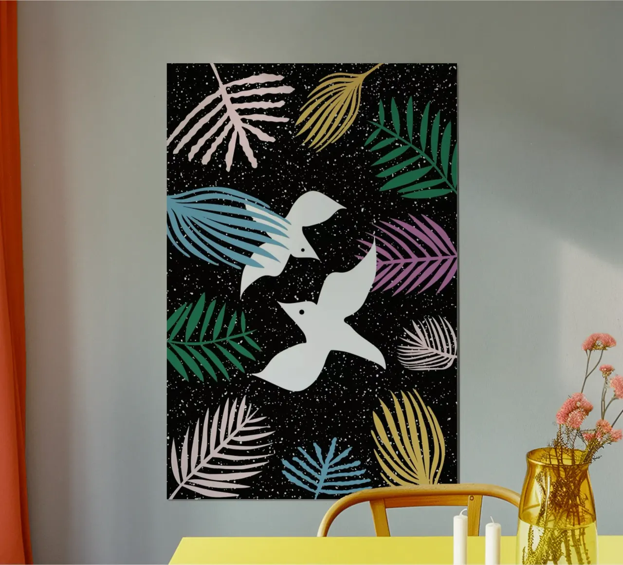 Birds of Paradise poster con telaio in alluminio da Linda Gobeta