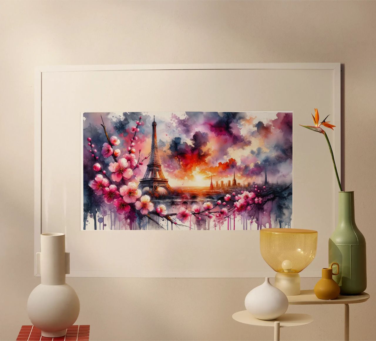 Aquarell Floral Paris Eiffelturm Poster von Chromatic Fusion Studio