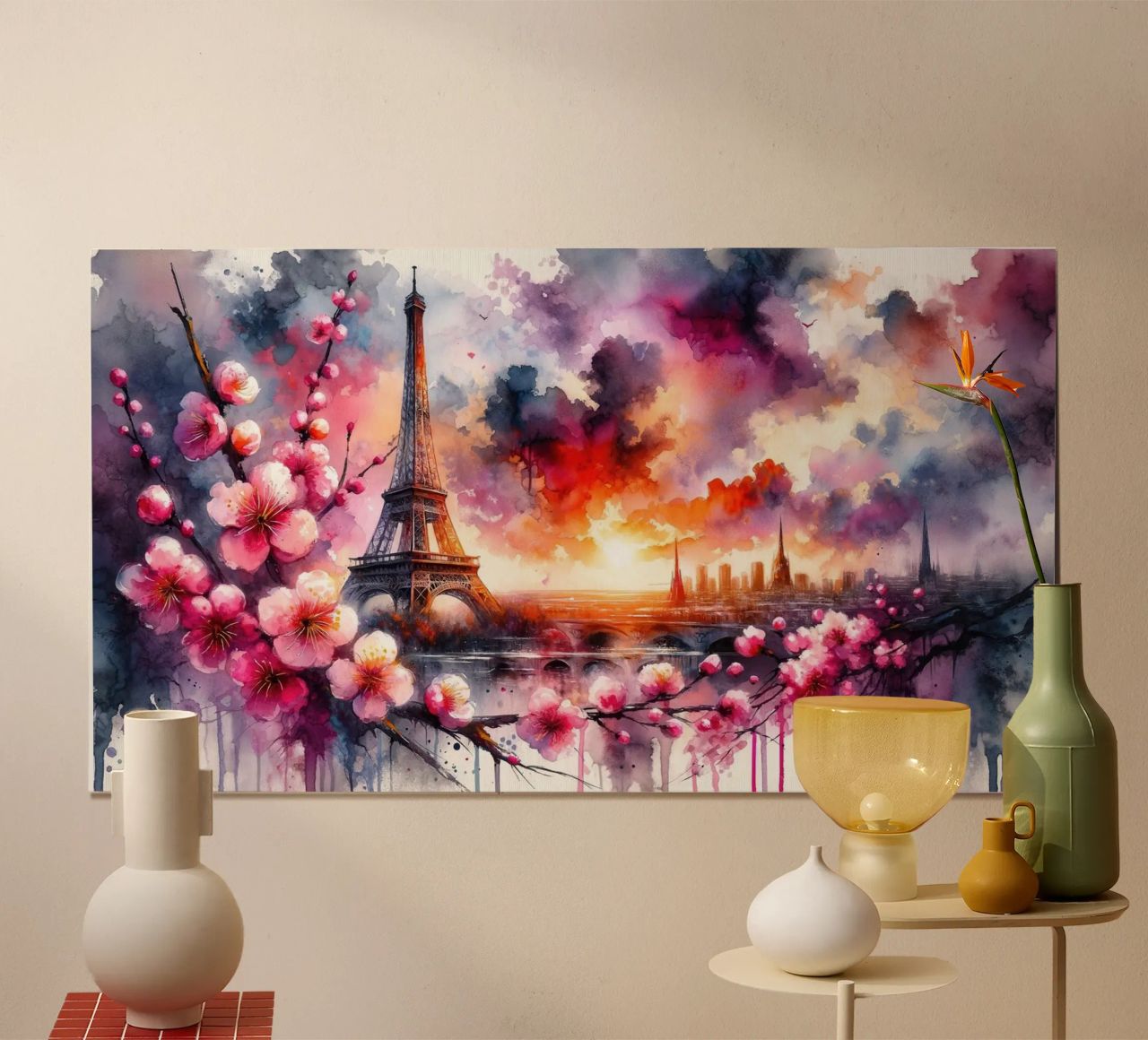 Aquarell Floral Paris Eiffelturm Poster von Chromatic Fusion Studio