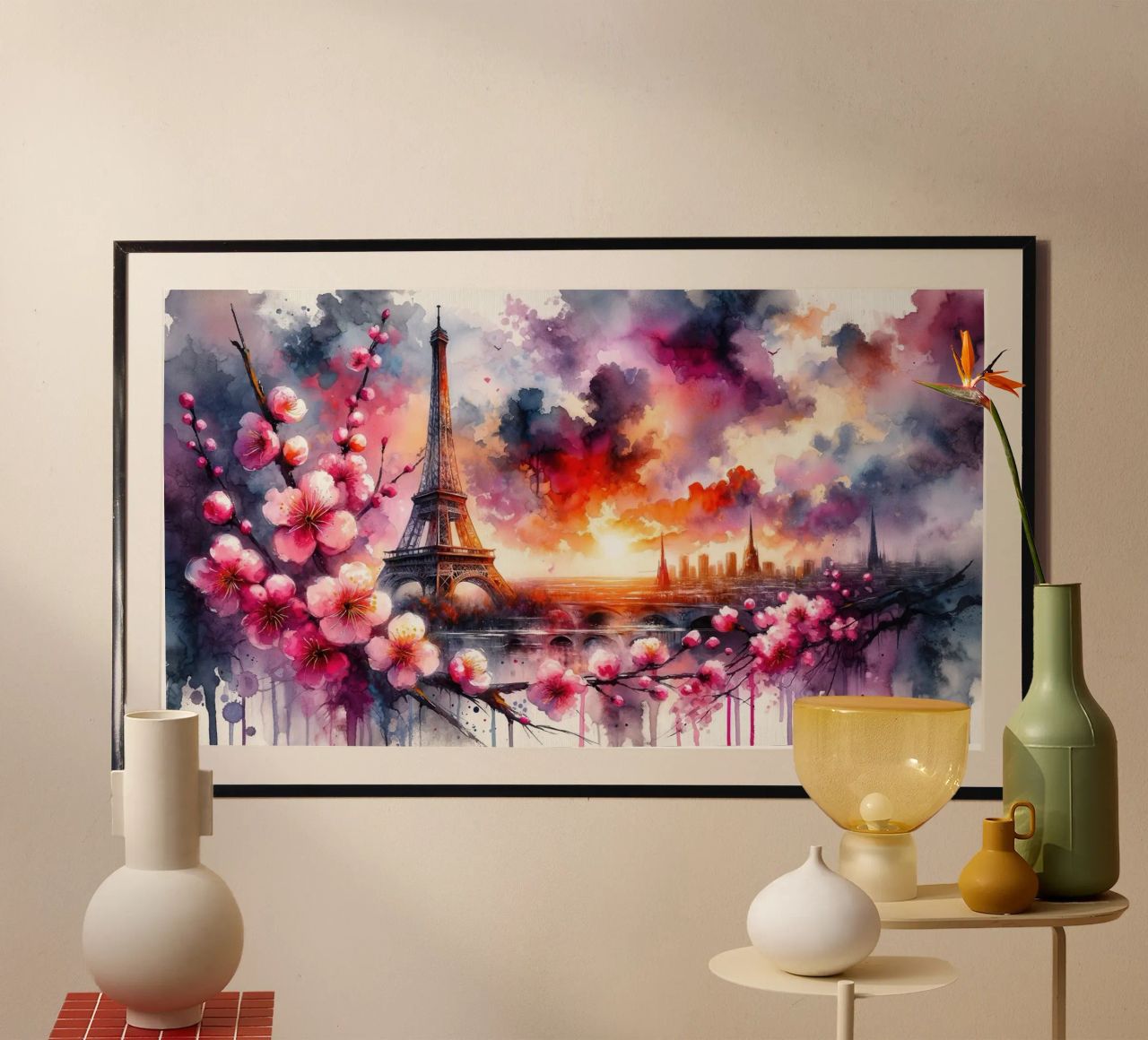 Aquarell Floral Paris Eiffelturm Poster von Chromatic Fusion Studio