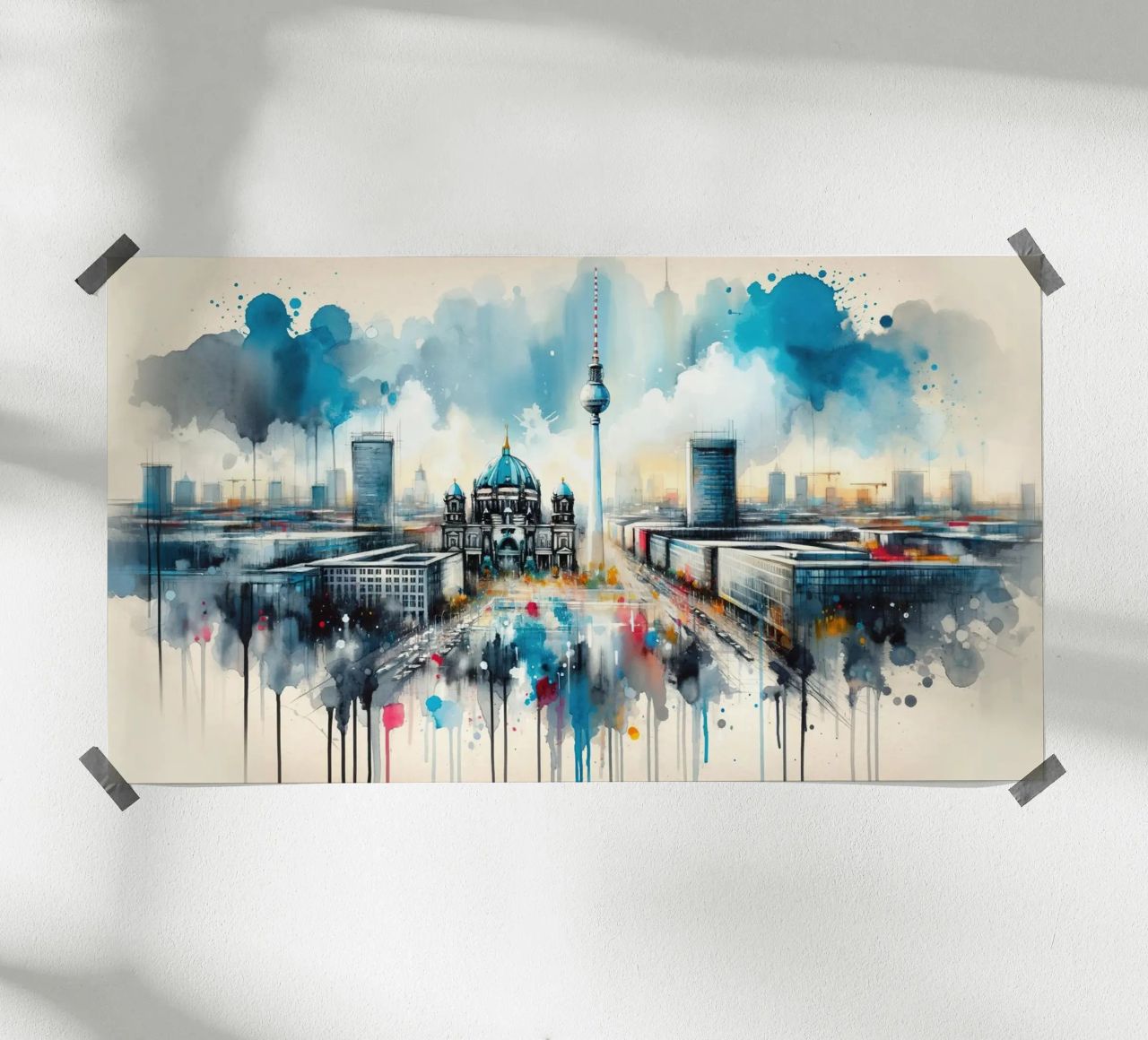 Watercolor Modern Architecture In Berlin poster by Chromatic Fusion Studio