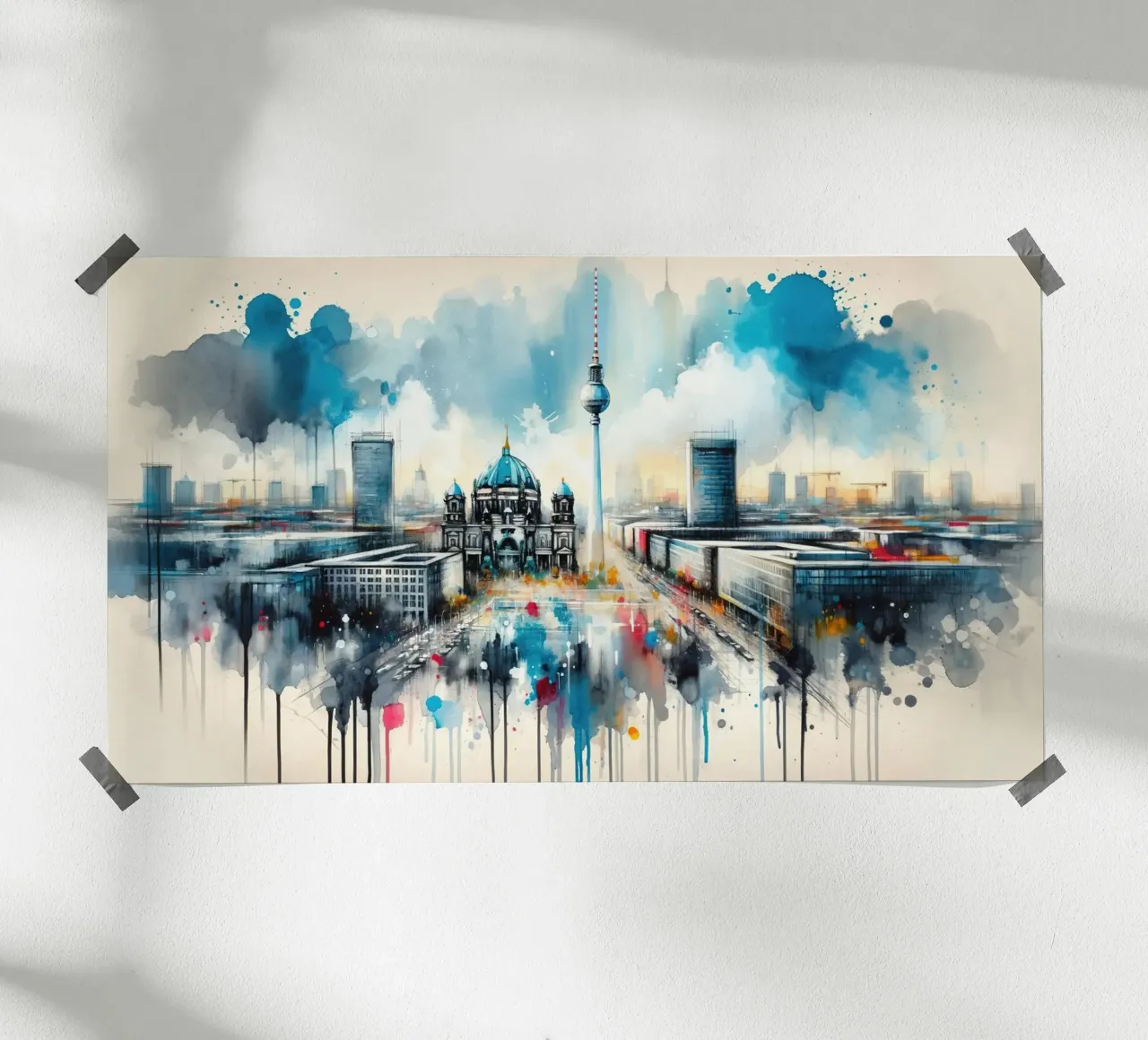 Watercolor Modern Architecture In Berlin poster by Chromatic Fusion Studio