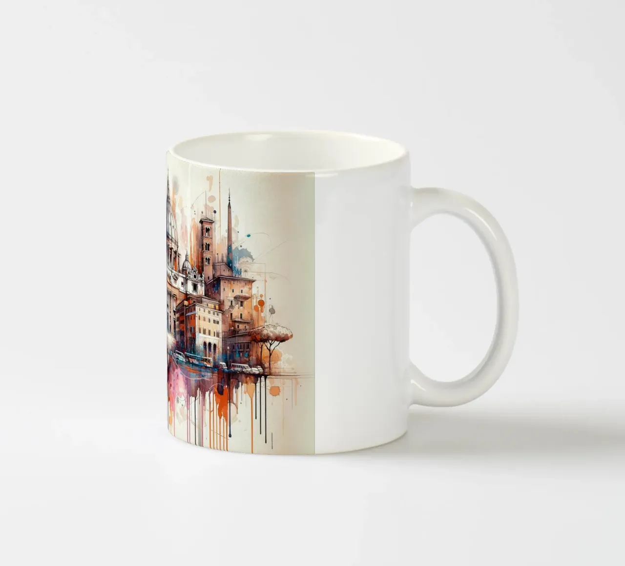 Aquarell Rom Skyline Keramik Tasse von Chromatic Fusion Studio