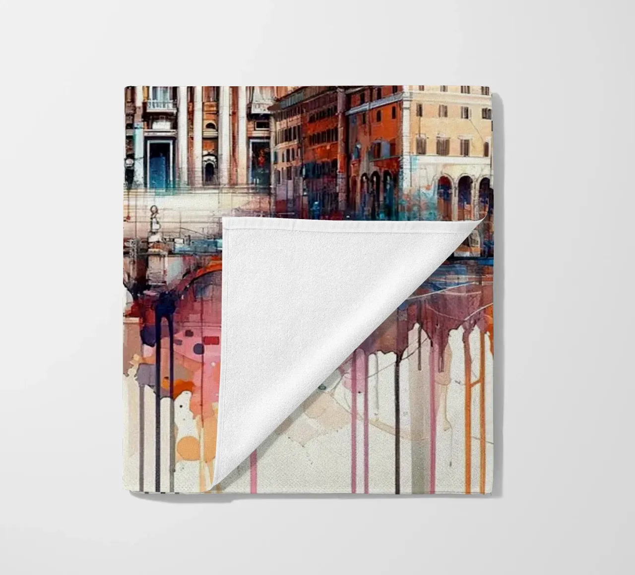 Acquerello Skyline di Roma telo mare da Chromatic Fusion Studio