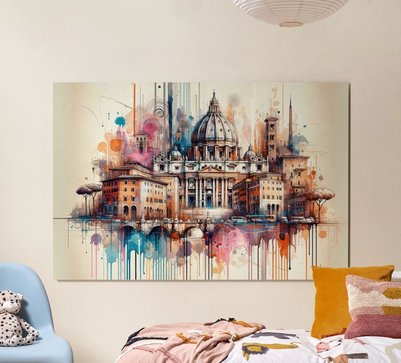Aquarelle Rome Skyline poster de Chromatic Fusion Studio