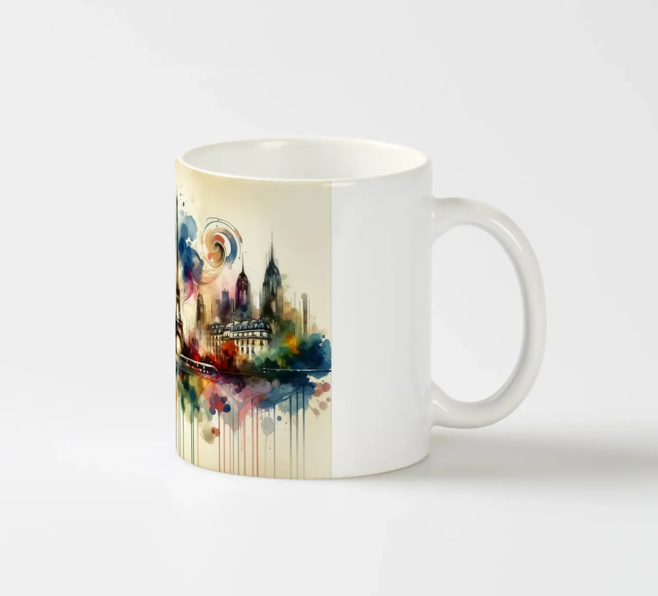 Acquerello Skyline Parigi tazza in ceramica da Chromatic Fusion Studio