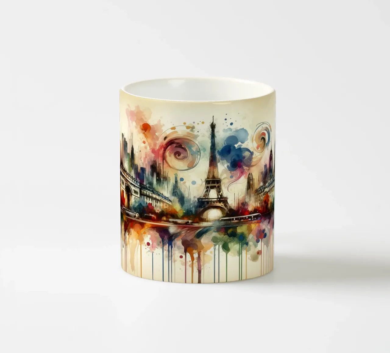 Acquerello Skyline Parigi tazza in ceramica da Chromatic Fusion Studio