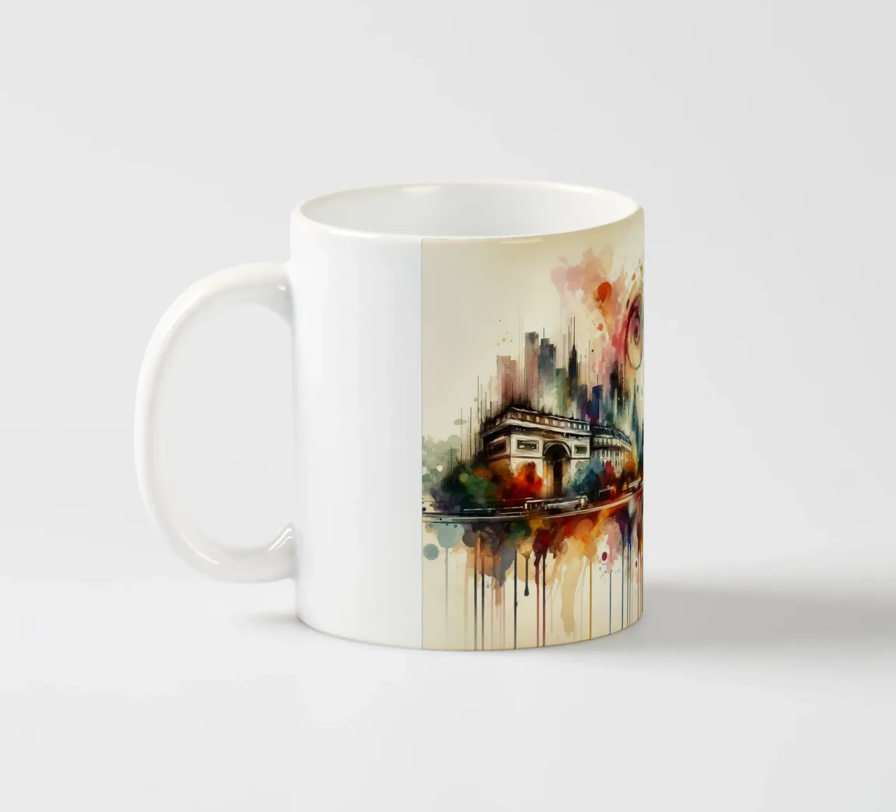 Acquerello Skyline Parigi tazza in ceramica da Chromatic Fusion Studio