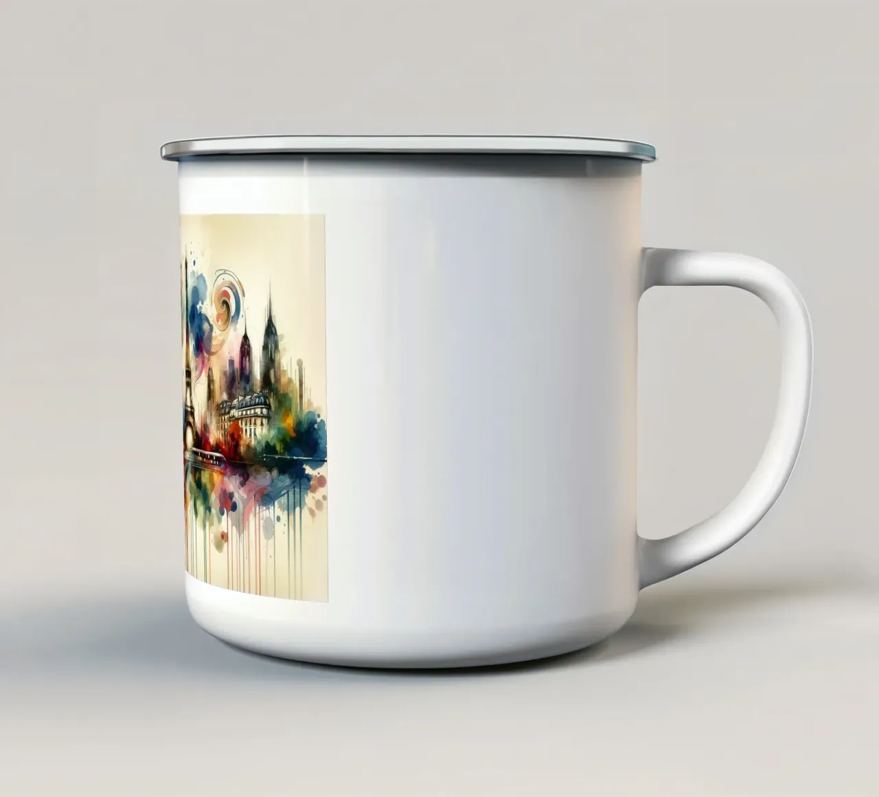 Acquerello Skyline Parigi tazza in smalto da Chromatic Fusion Studio