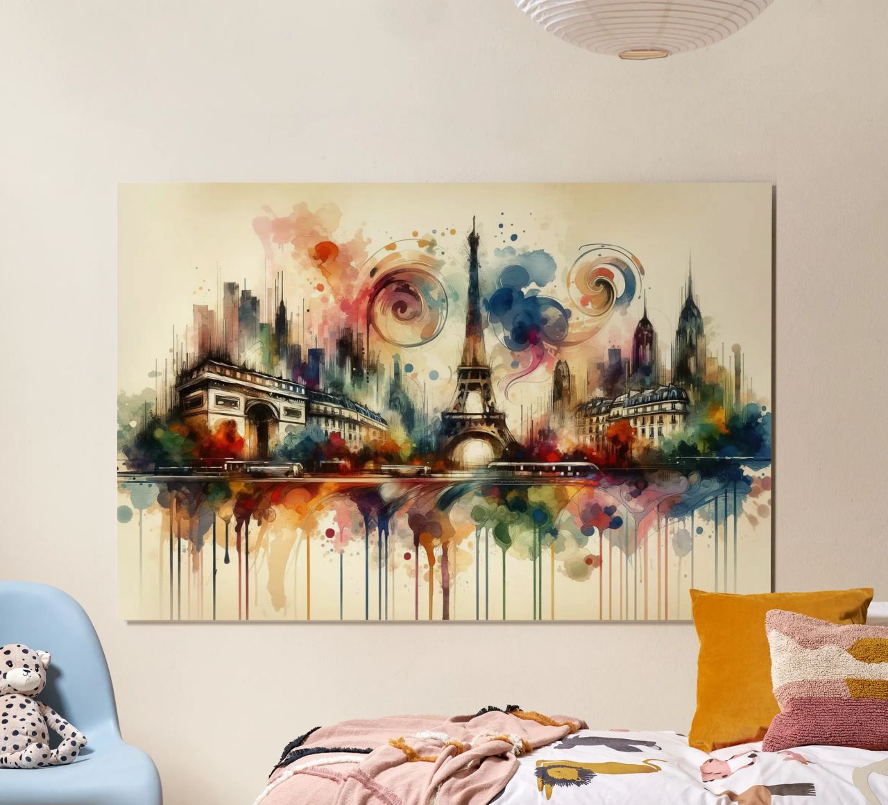 Aquarelle Skyline Paris poster de Chromatic Fusion Studio