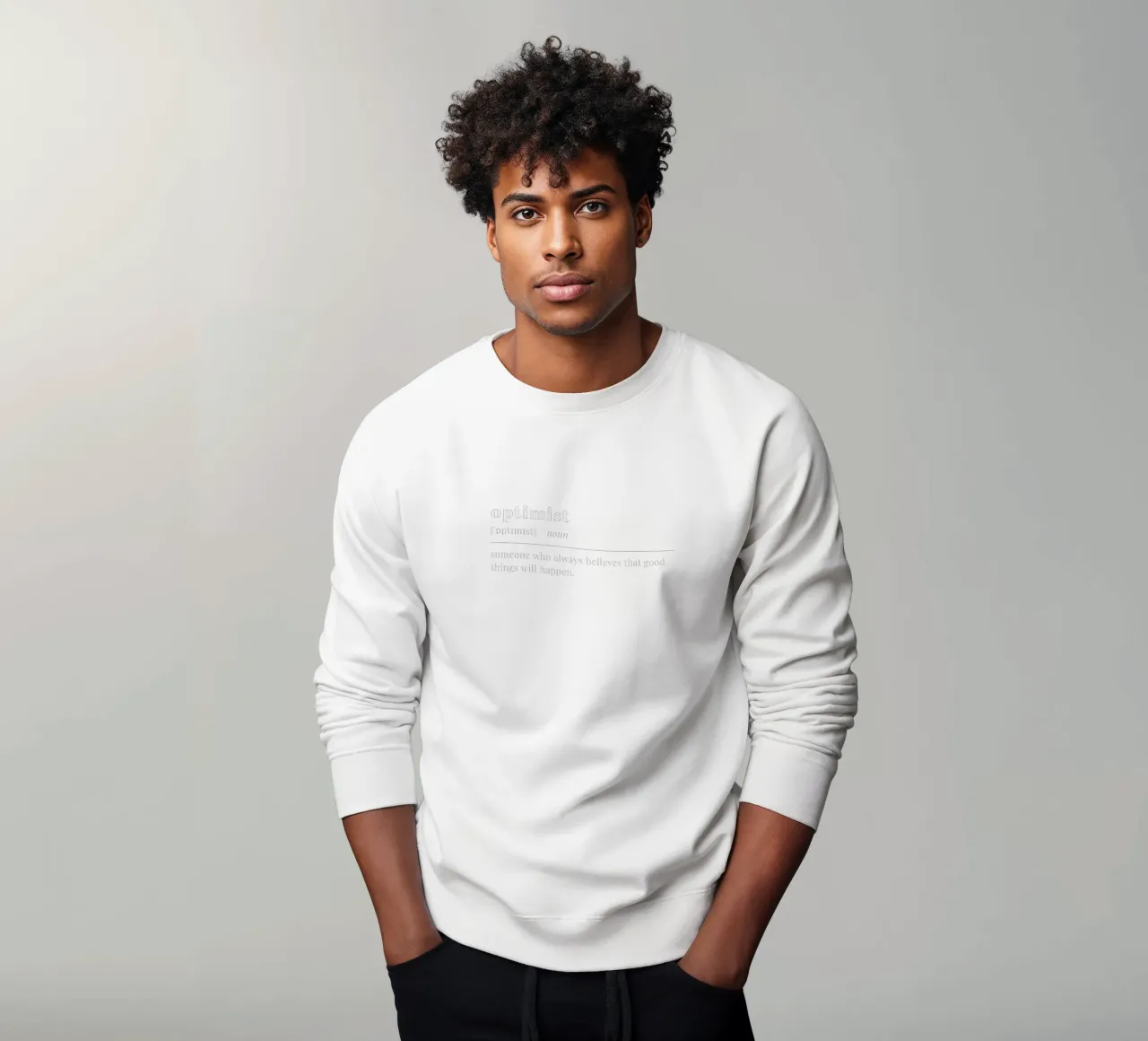 optimist (white text) sweatshirt van pilotpegasus