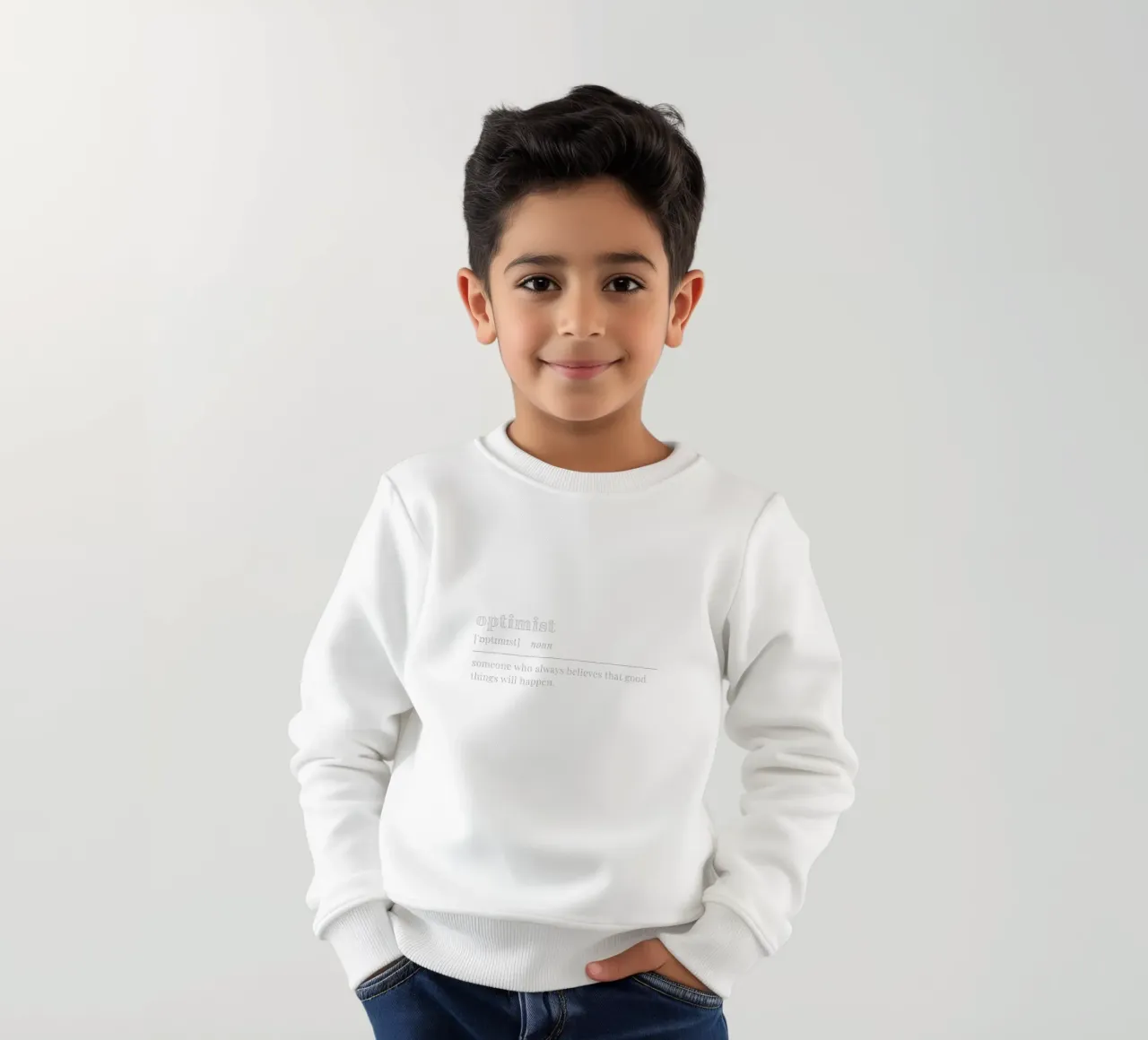 optimist (white text) felpa bambino da pilotpegasus