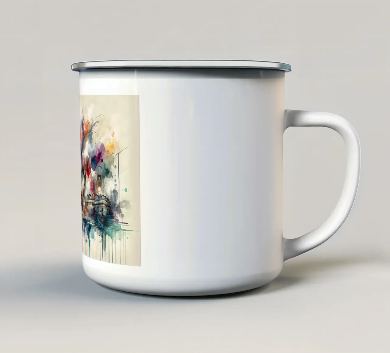 Acquerello Skyline Parigi tazza in smalto da Chromatic Fusion Studio