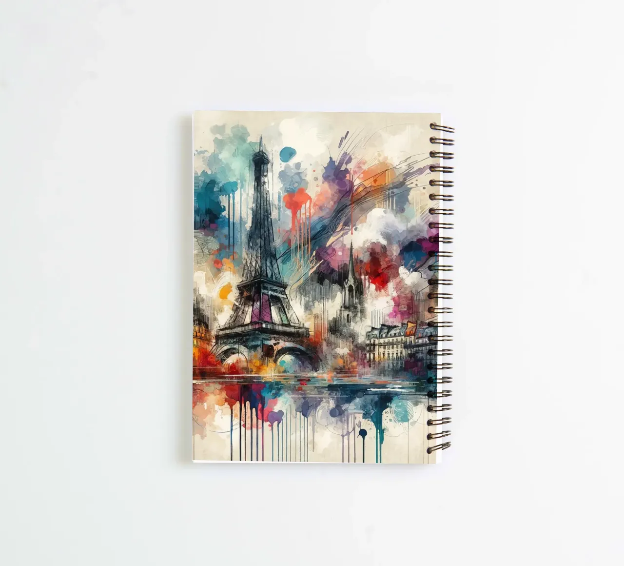 Watercolor Skyline Paris spiral notebook by Chromatic Fusion Studio