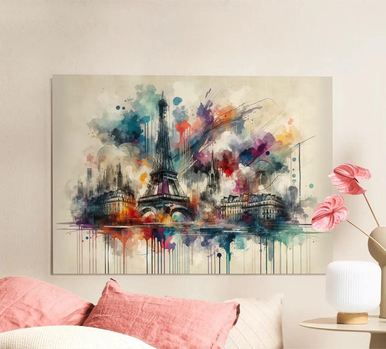 Watercolor Skyline Paris poster by Chromatic Fusion Studio