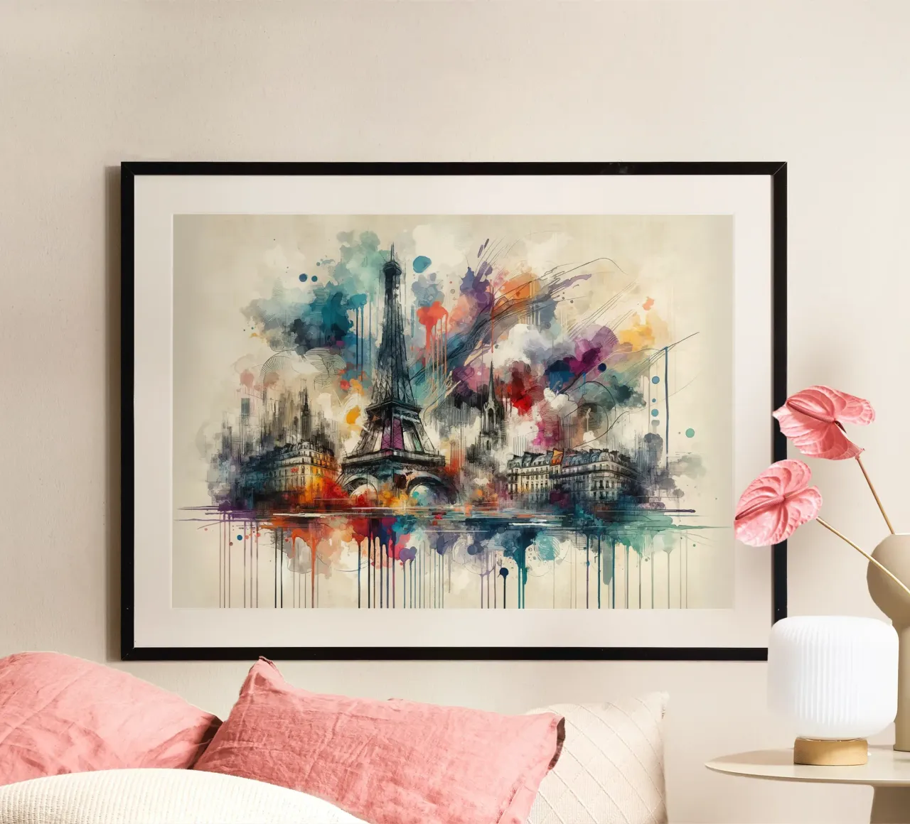 Watercolor Skyline Paris poster by Chromatic Fusion Studio
