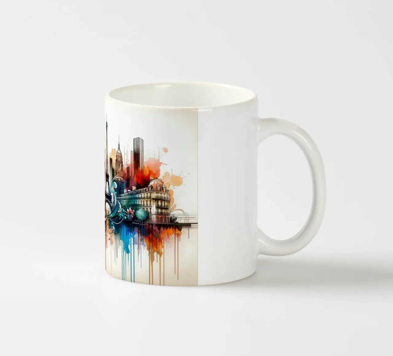 Acquerello Skyline Parigi tazza in ceramica da Chromatic Fusion Studio