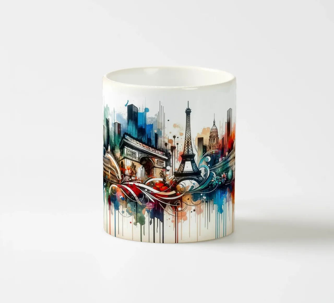 Acquerello Skyline Parigi tazza in ceramica da Chromatic Fusion Studio