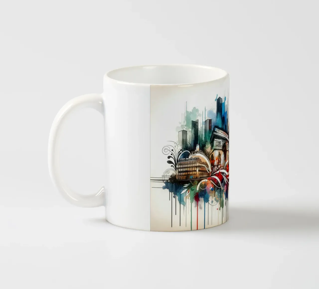Acquerello Skyline Parigi tazza in ceramica da Chromatic Fusion Studio