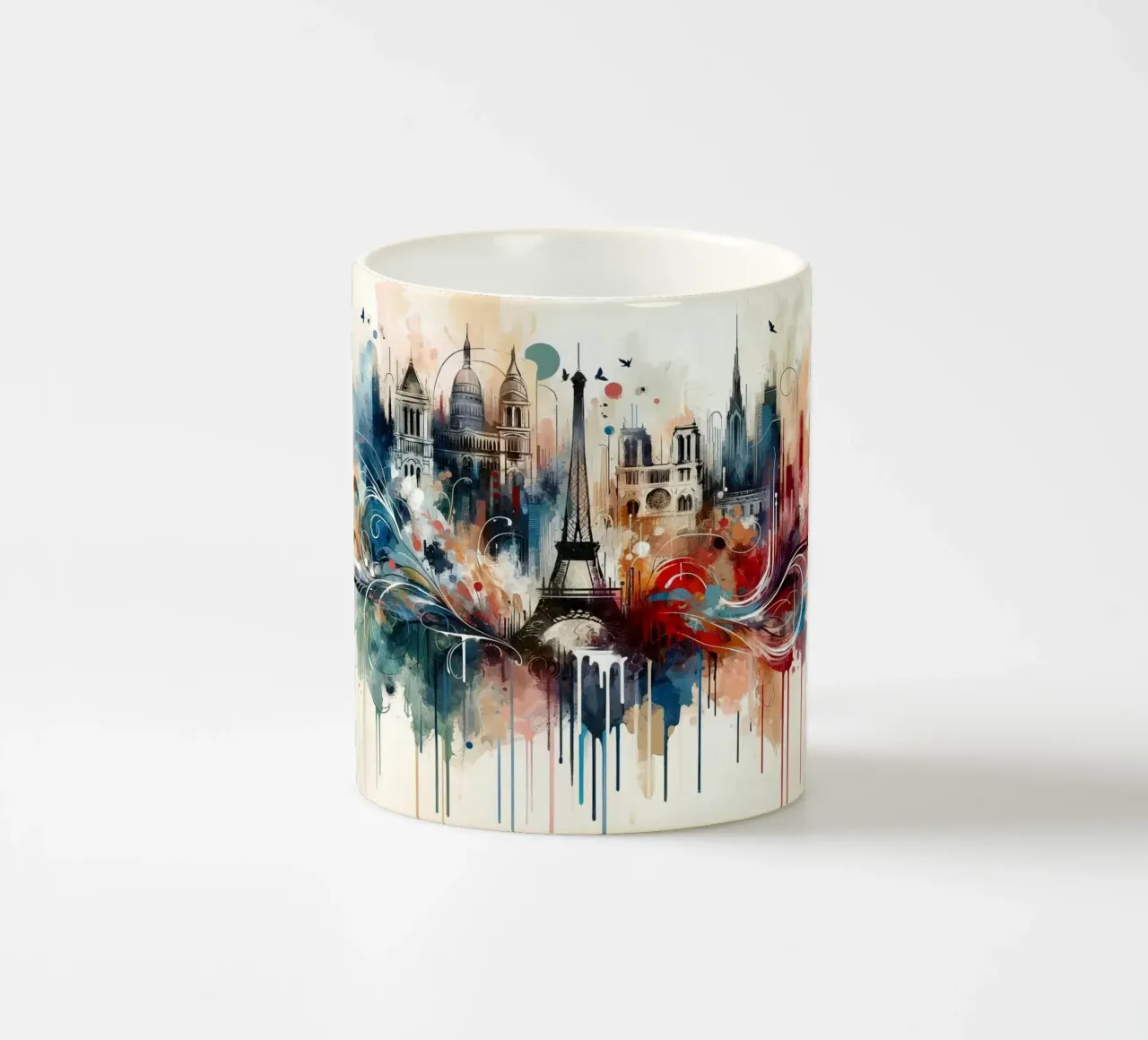 Acquerello Skyline Parigi tazza in ceramica da Chromatic Fusion Studio