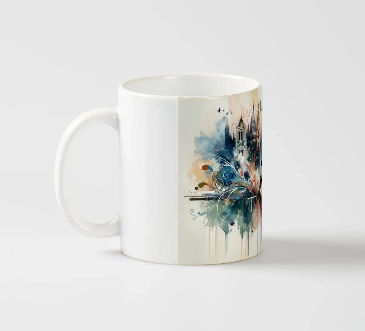 Acquerello Skyline Parigi tazza in ceramica da Chromatic Fusion Studio