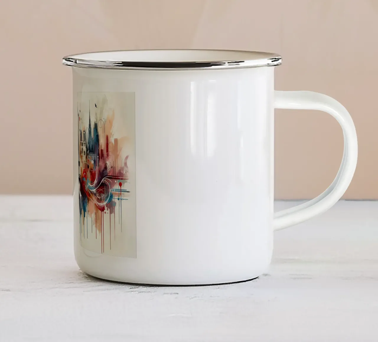Acquerello Skyline Parigi tazza in smalto da Chromatic Fusion Studio