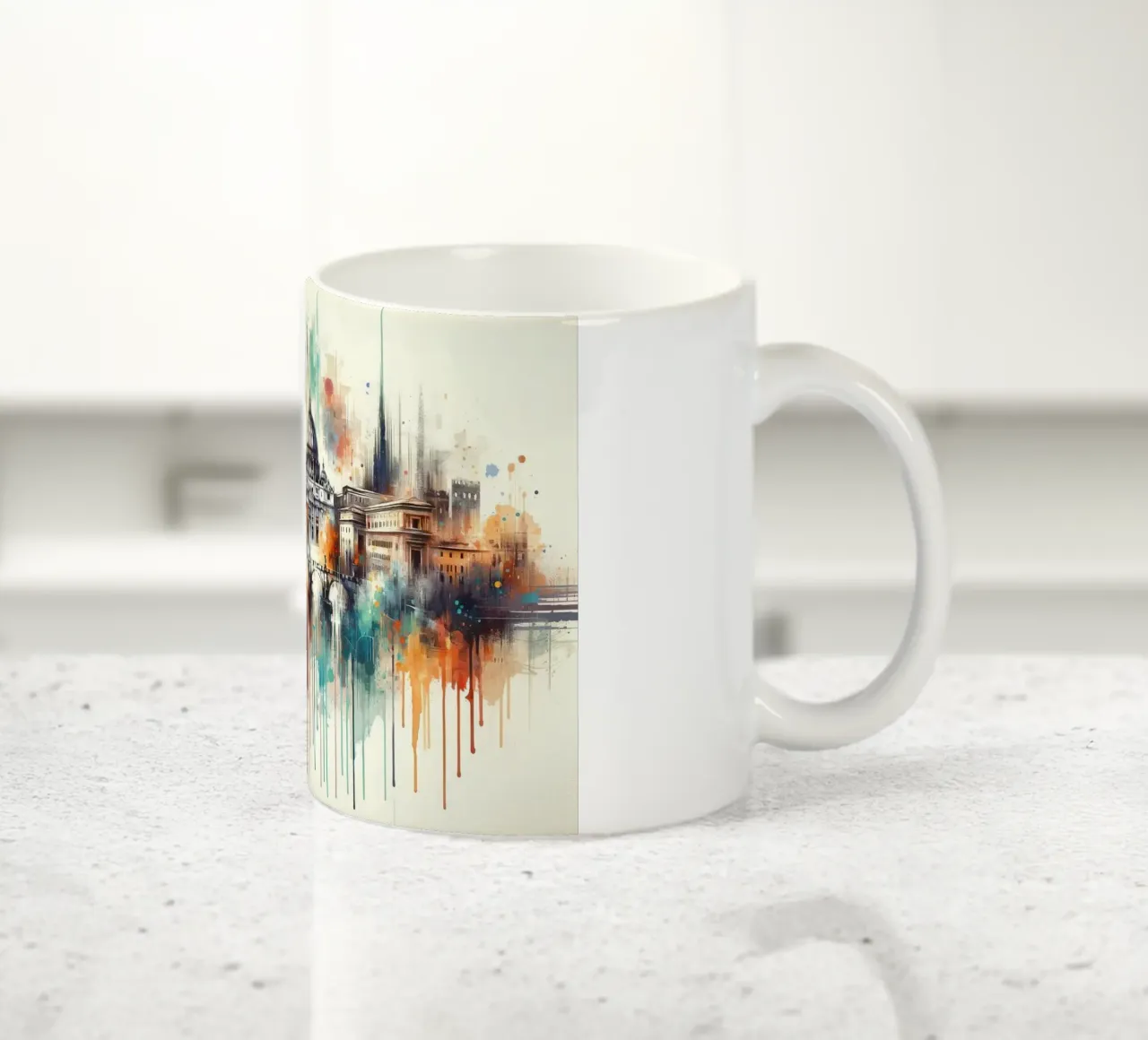 Acquerello Skyline Roma tazza in ceramica da Chromatic Fusion Studio