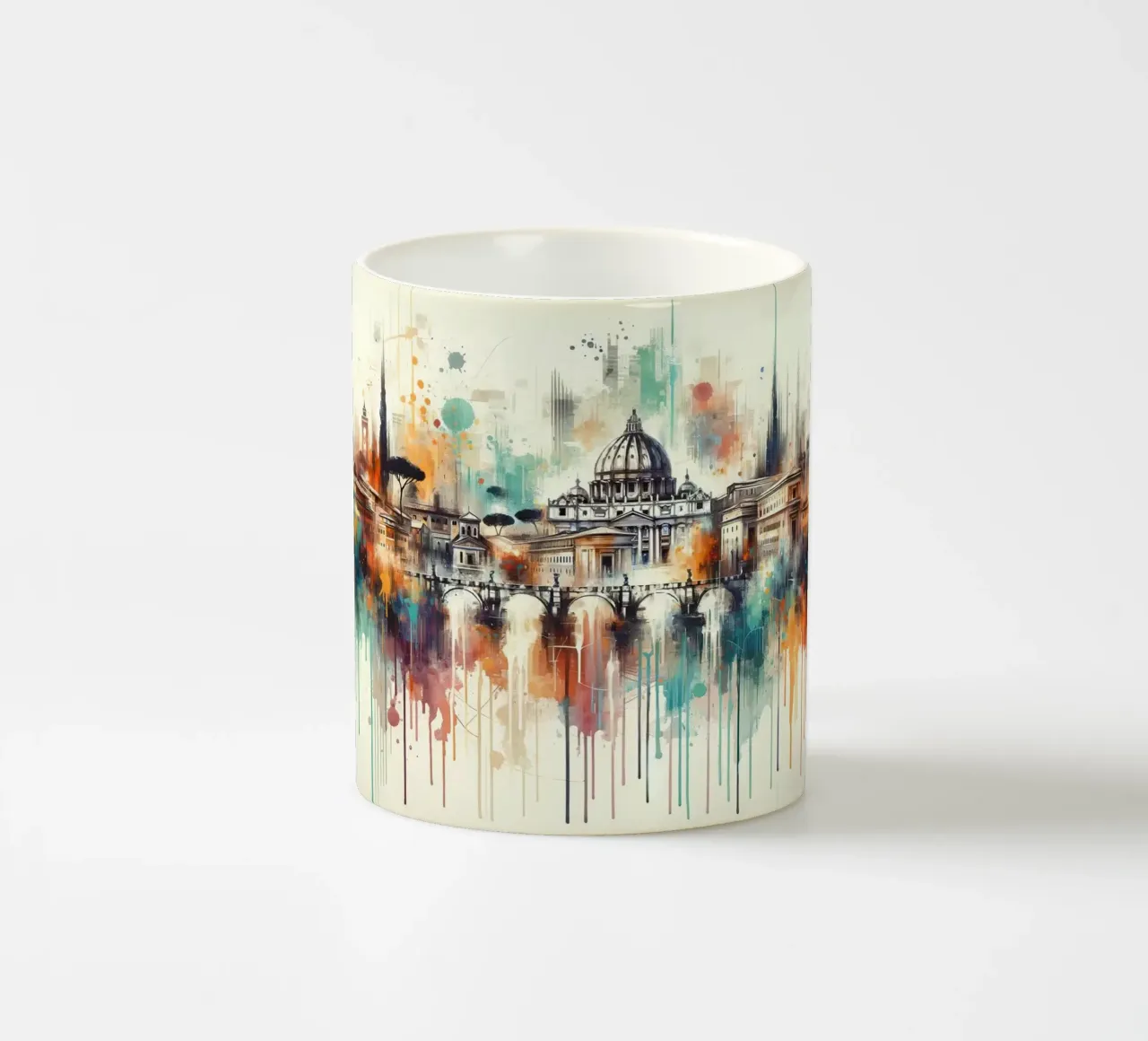Acquerello Skyline Roma tazza in ceramica da Chromatic Fusion Studio