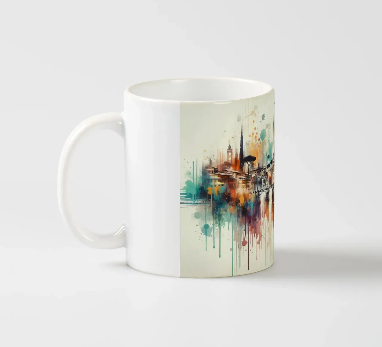 Acquerello Skyline Roma tazza in ceramica da Chromatic Fusion Studio