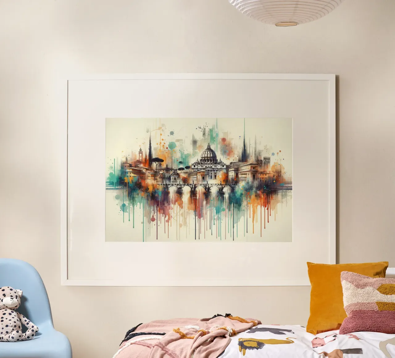 Acquerello Skyline Roma poster da Chromatic Fusion Studio