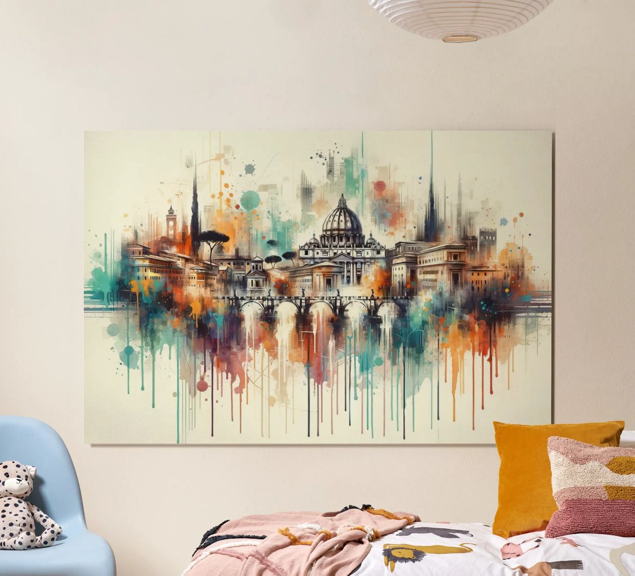 Aquarelle de la ligne d'horizon de Rome poster de Chromatic Fusion Studio