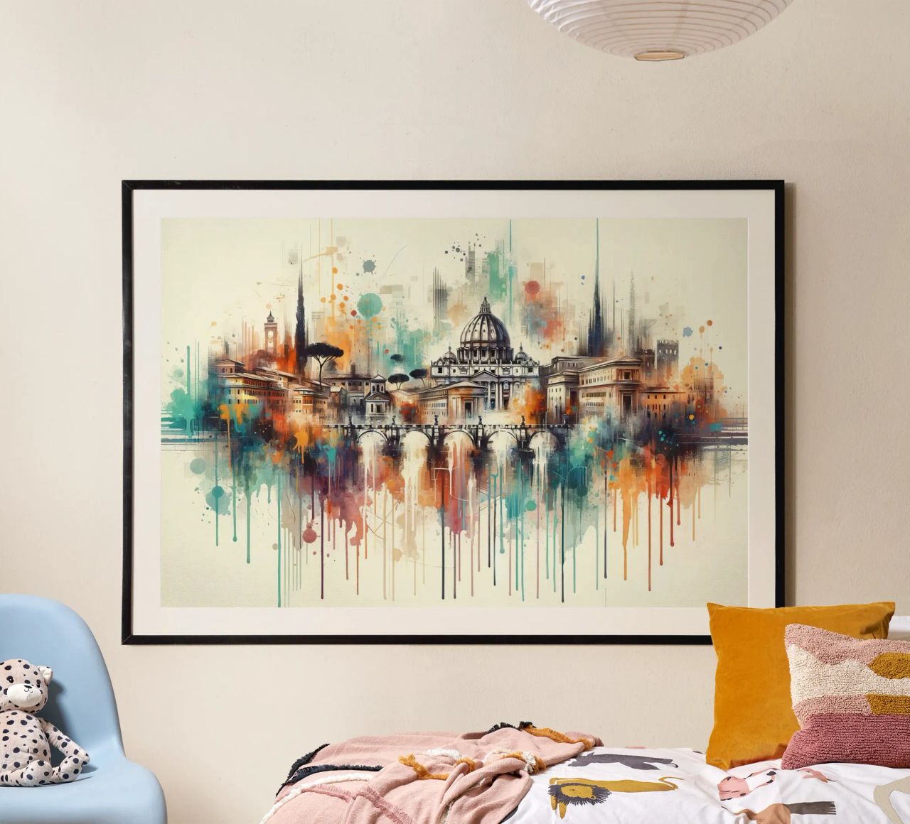 Aquarelle de la ligne d'horizon de Rome poster de Chromatic Fusion Studio