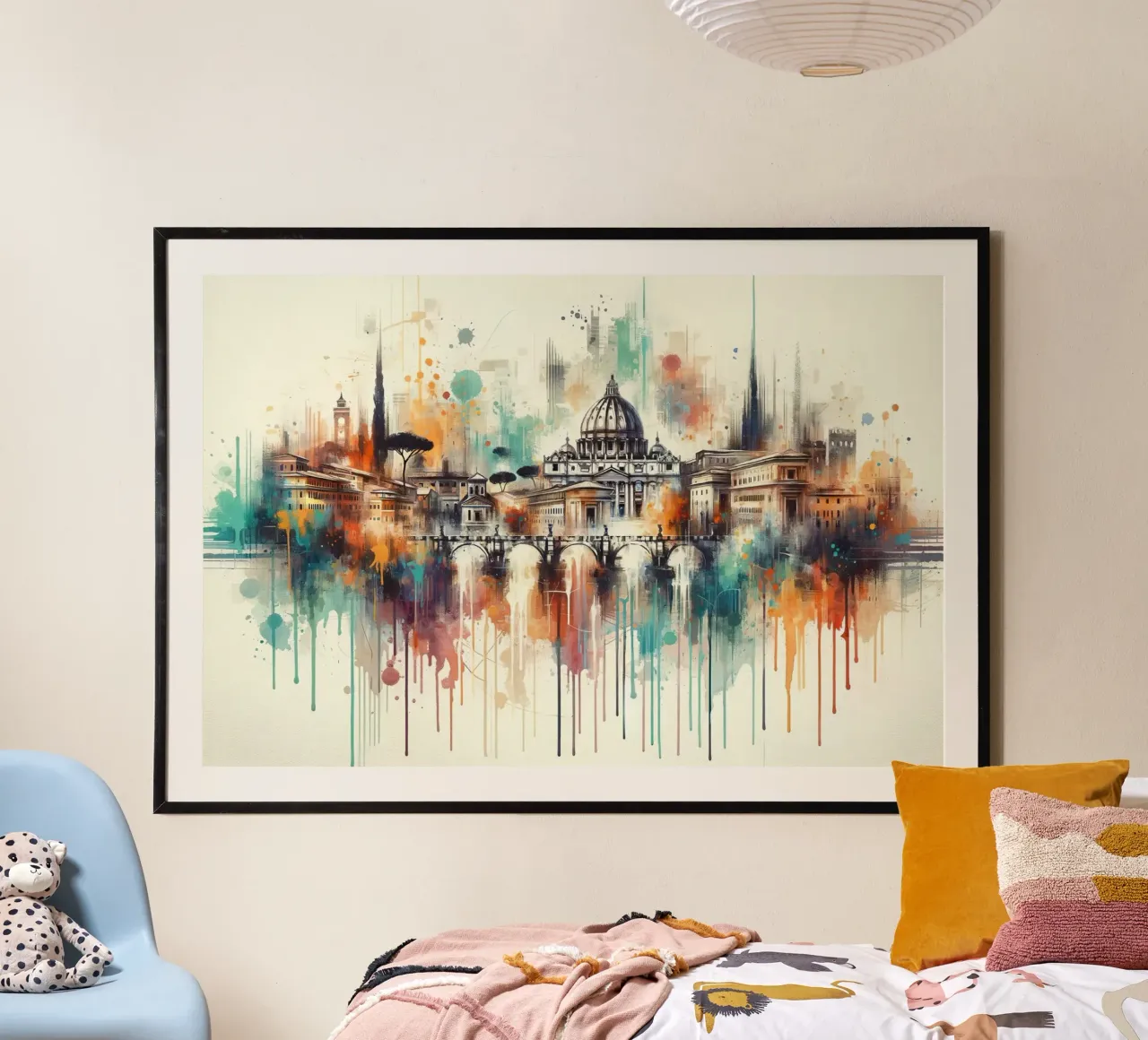 Acquerello Skyline Roma poster da Chromatic Fusion Studio