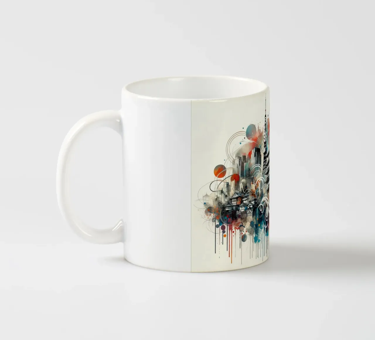 Acquerello Skyline Tokyo tazza in ceramica da Chromatic Fusion Studio