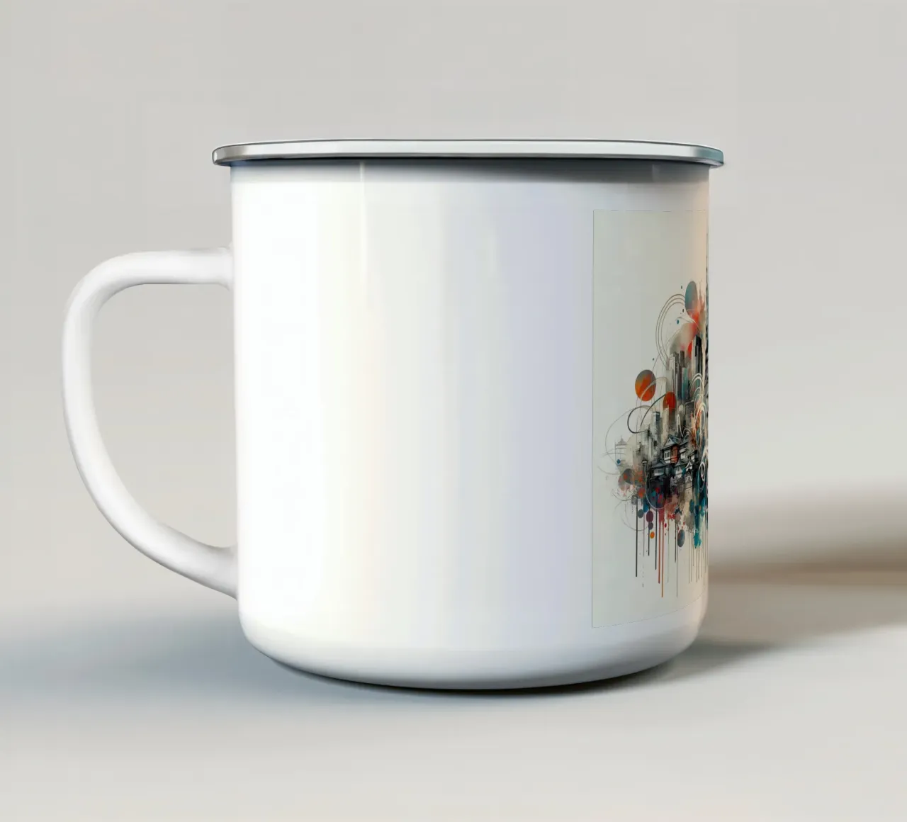 Acquerello Skyline Tokyo tazza in smalto da Chromatic Fusion Studio