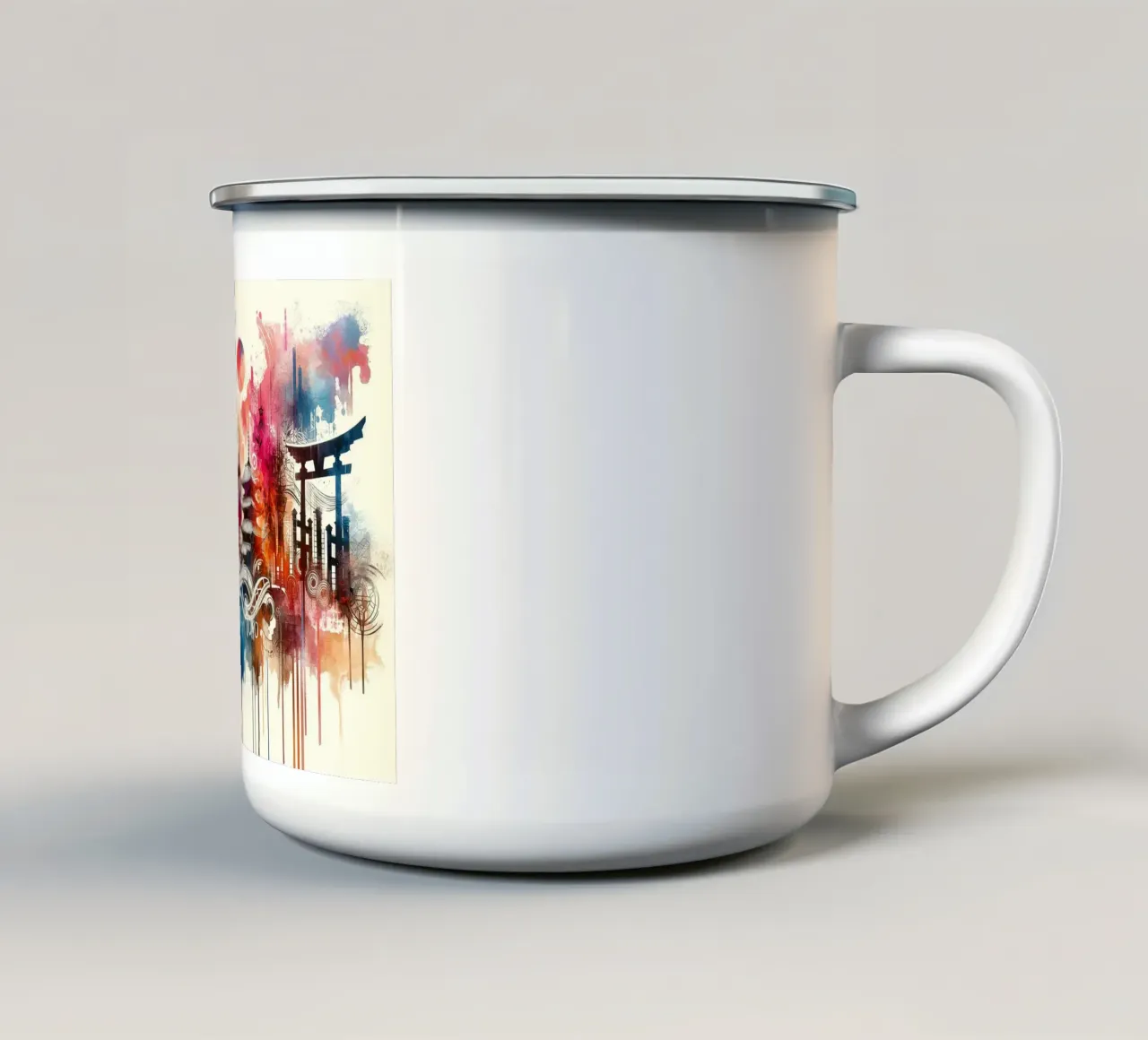 Acquerello Skyline Tokyo tazza in smalto da Chromatic Fusion Studio