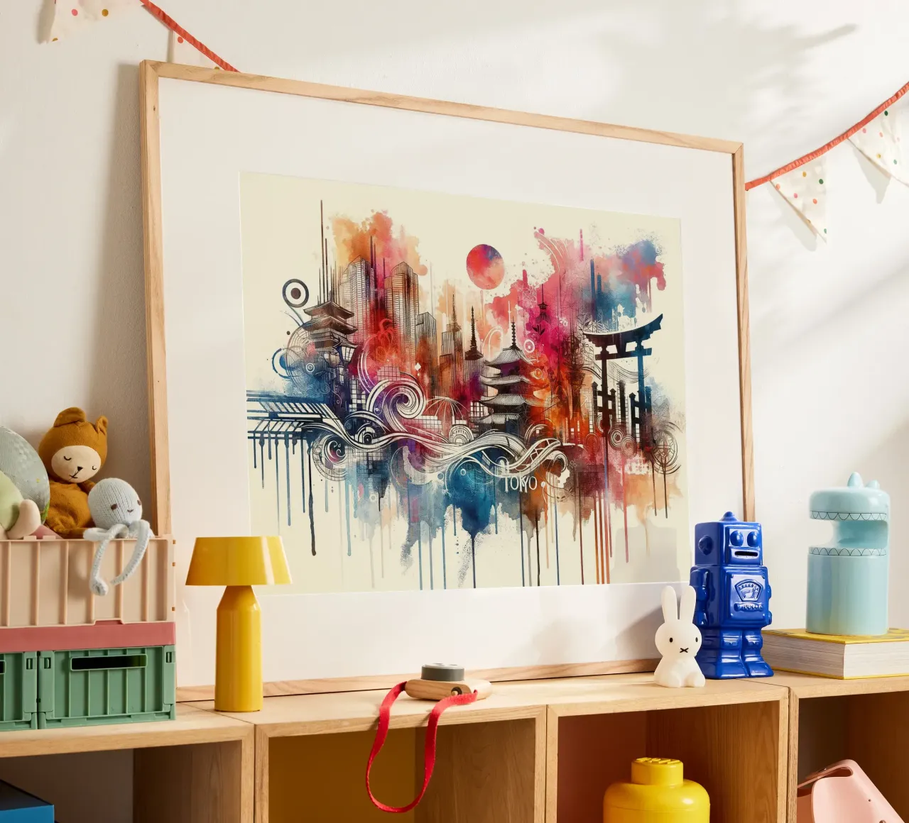 Acuarela Skyline Tokio poster de Chromatic Fusion Studio