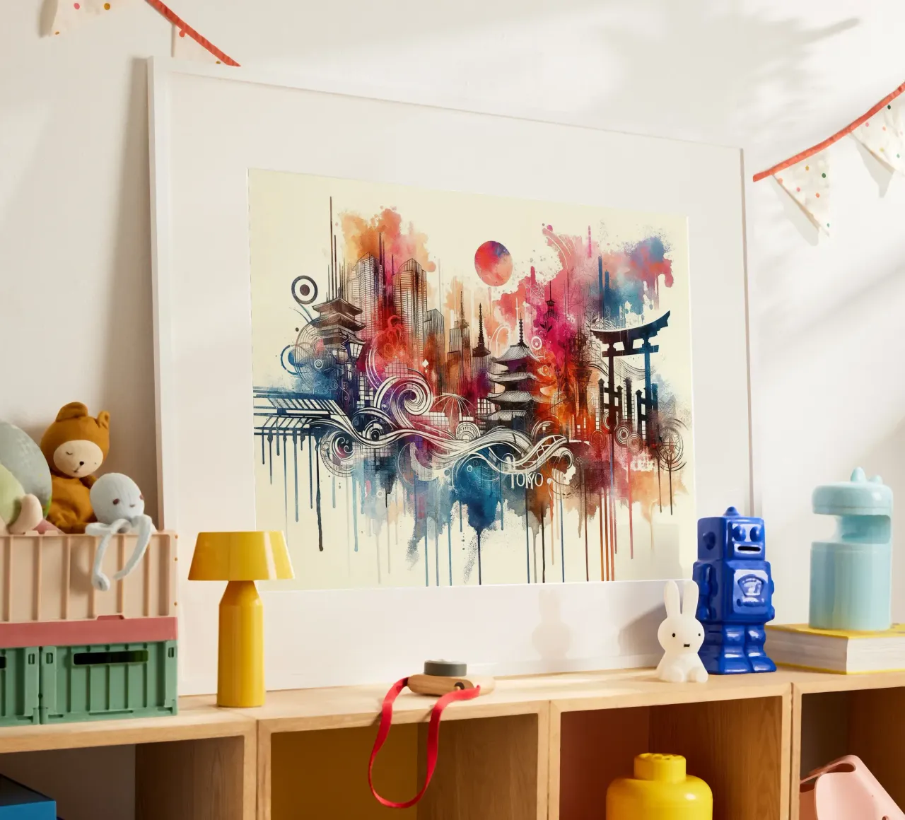 Acuarela Skyline Tokio poster de Chromatic Fusion Studio