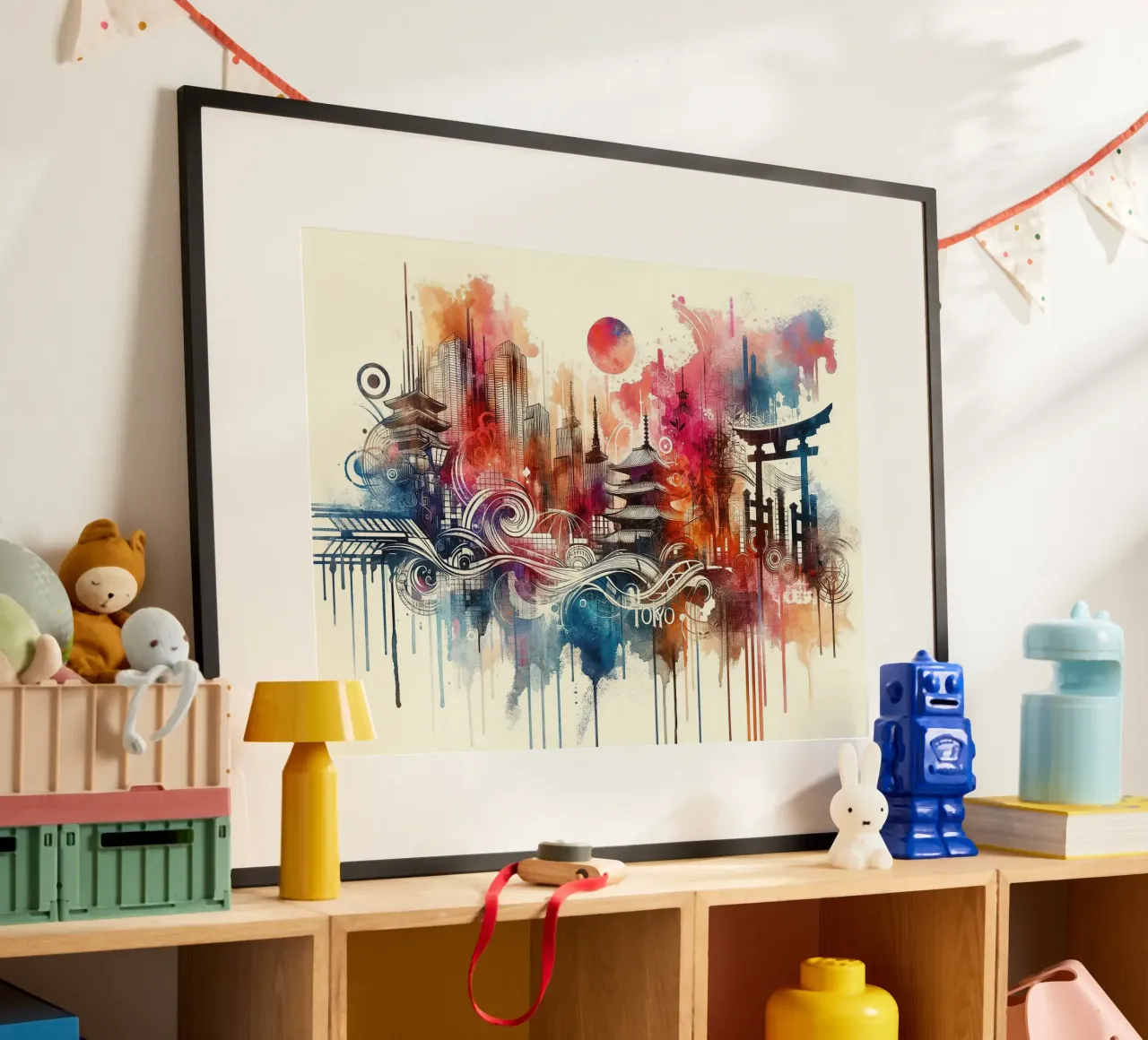 Acuarela Skyline Tokio poster de Chromatic Fusion Studio