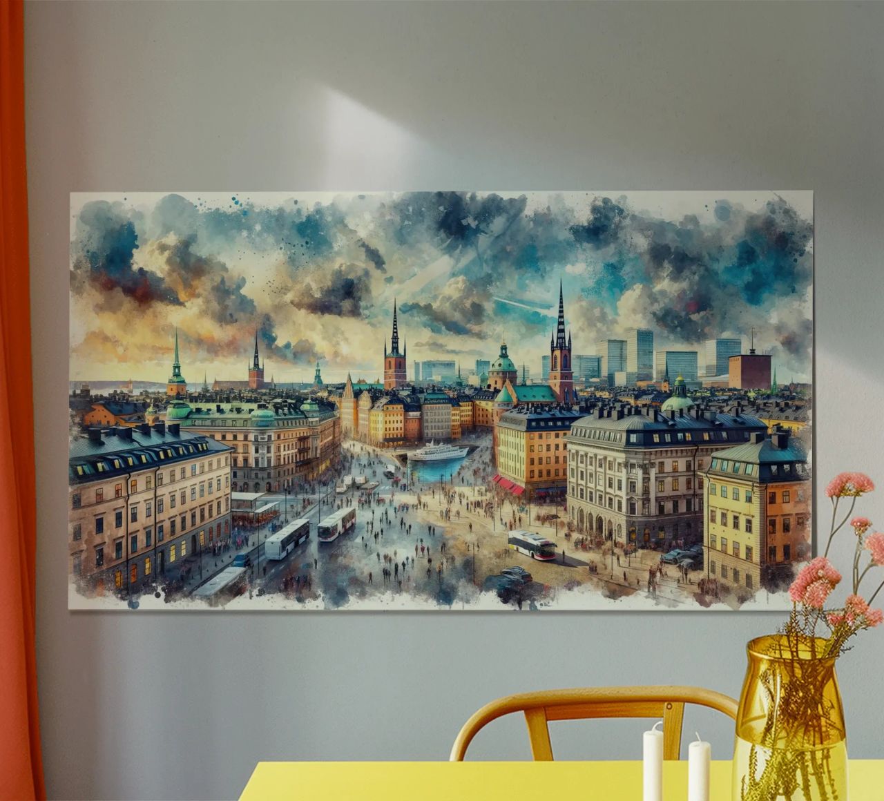 Aquarell Stockholm Schweden Poster von Chromatic Fusion Studio