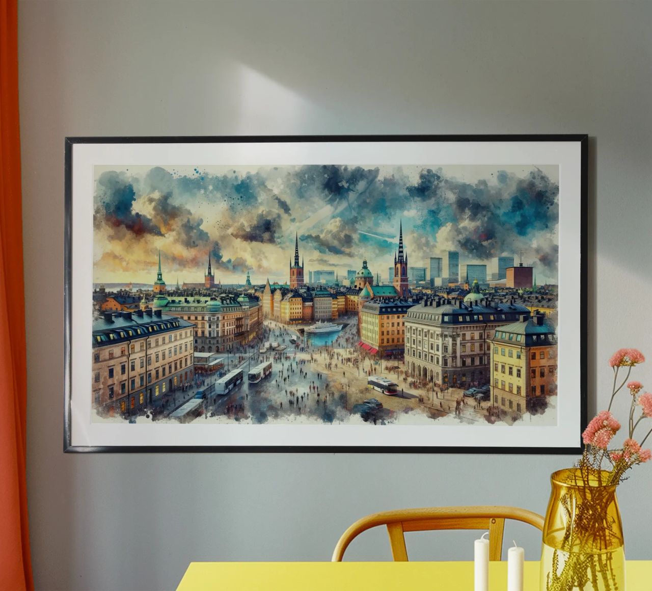 Aquarell Stockholm Schweden Poster von Chromatic Fusion Studio