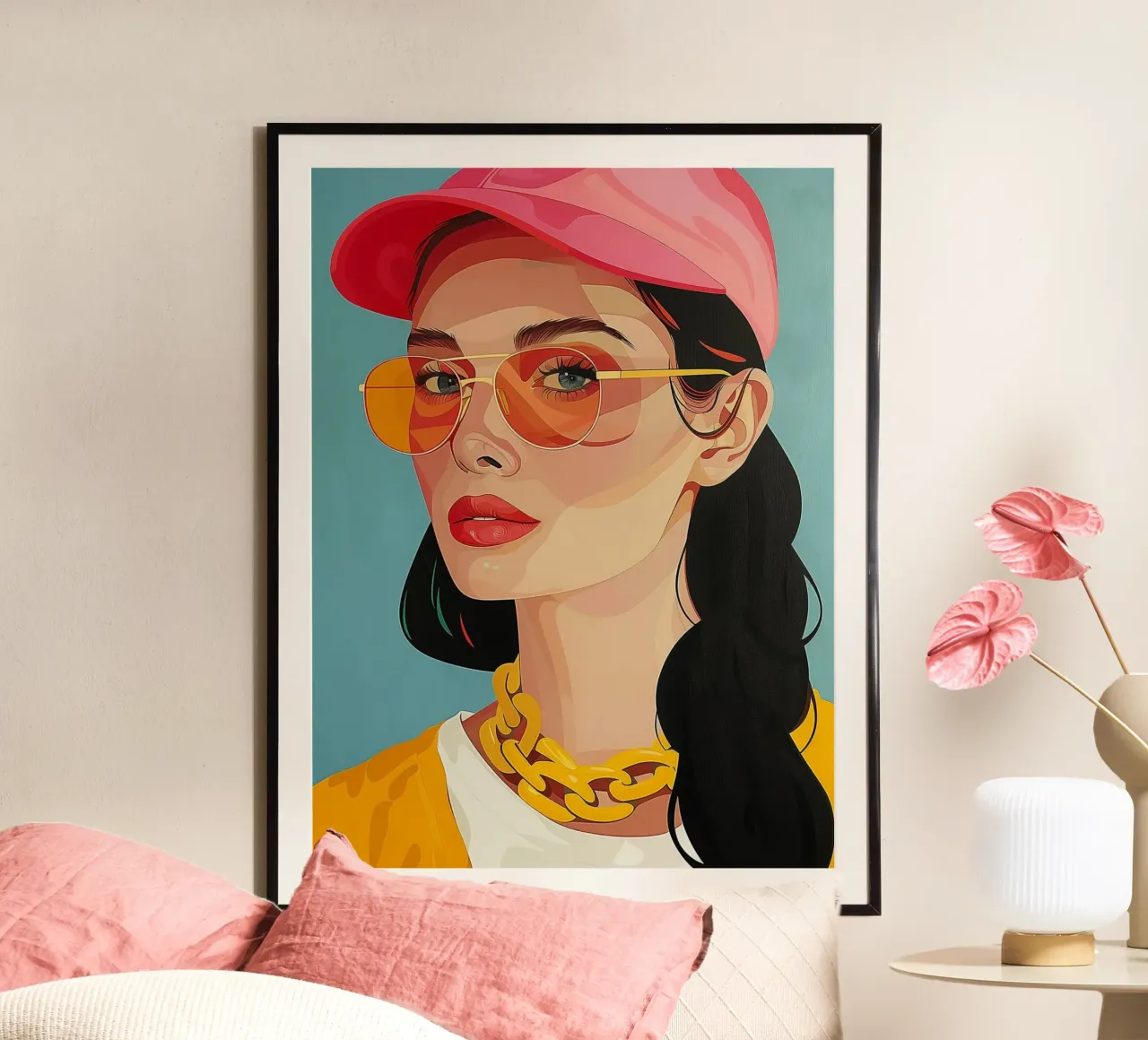 Leni, ritratto moderno di una donna poster con telaio in plastica da Carinaprint