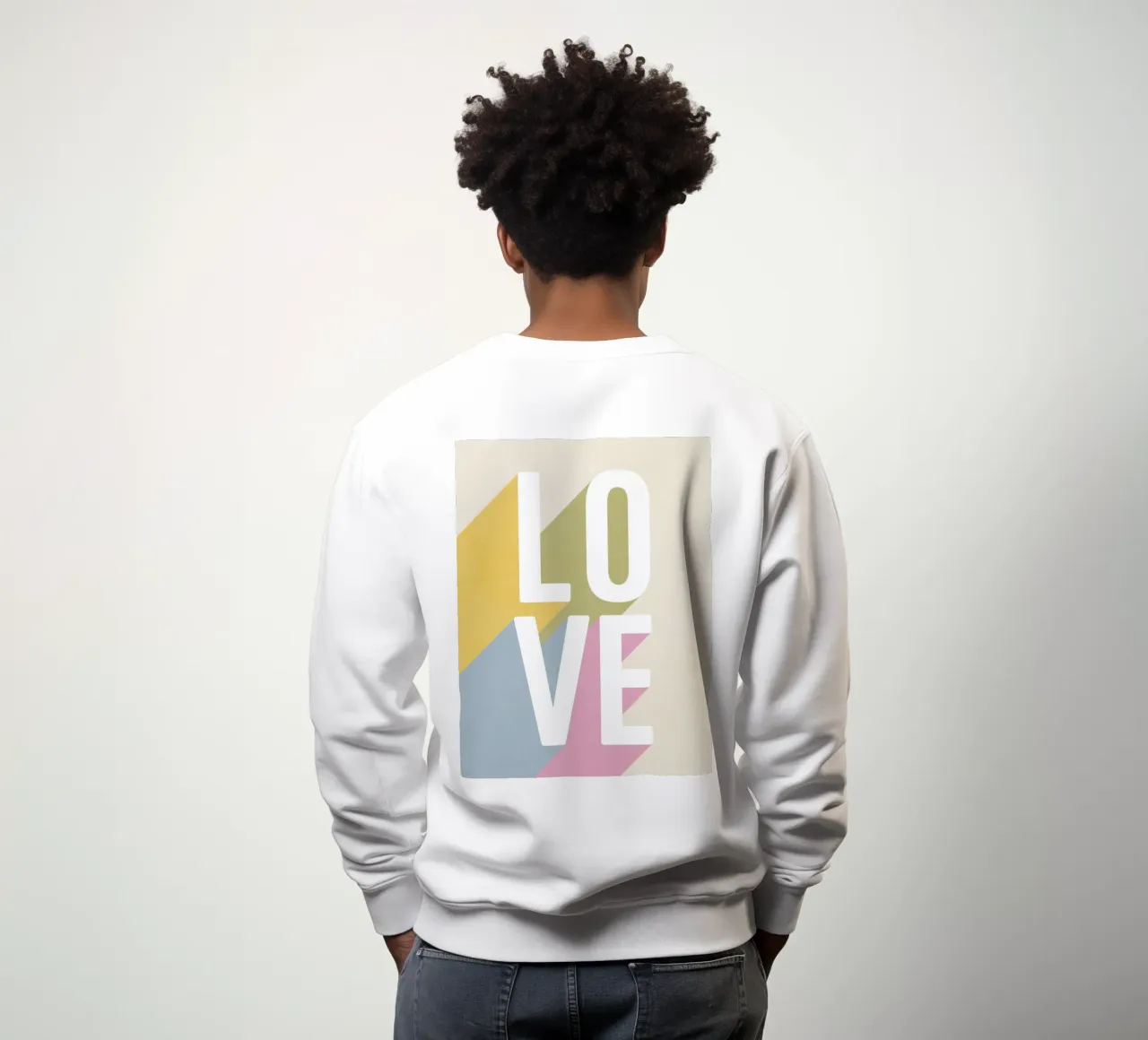 Retro 'LOVE' pastelkleurige schaduwen sweatshirt van Dominique Vari Words
