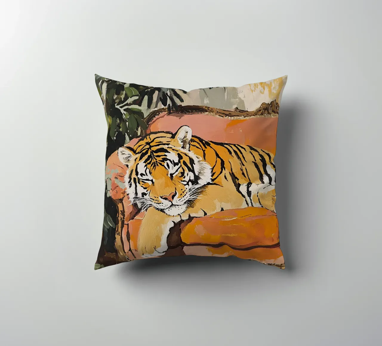 Sogno di tigre retro cuscino da Nikis Art Studio