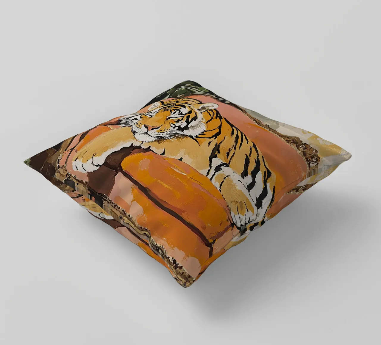 Sogno di tigre retro cuscino da Nikis Art Studio