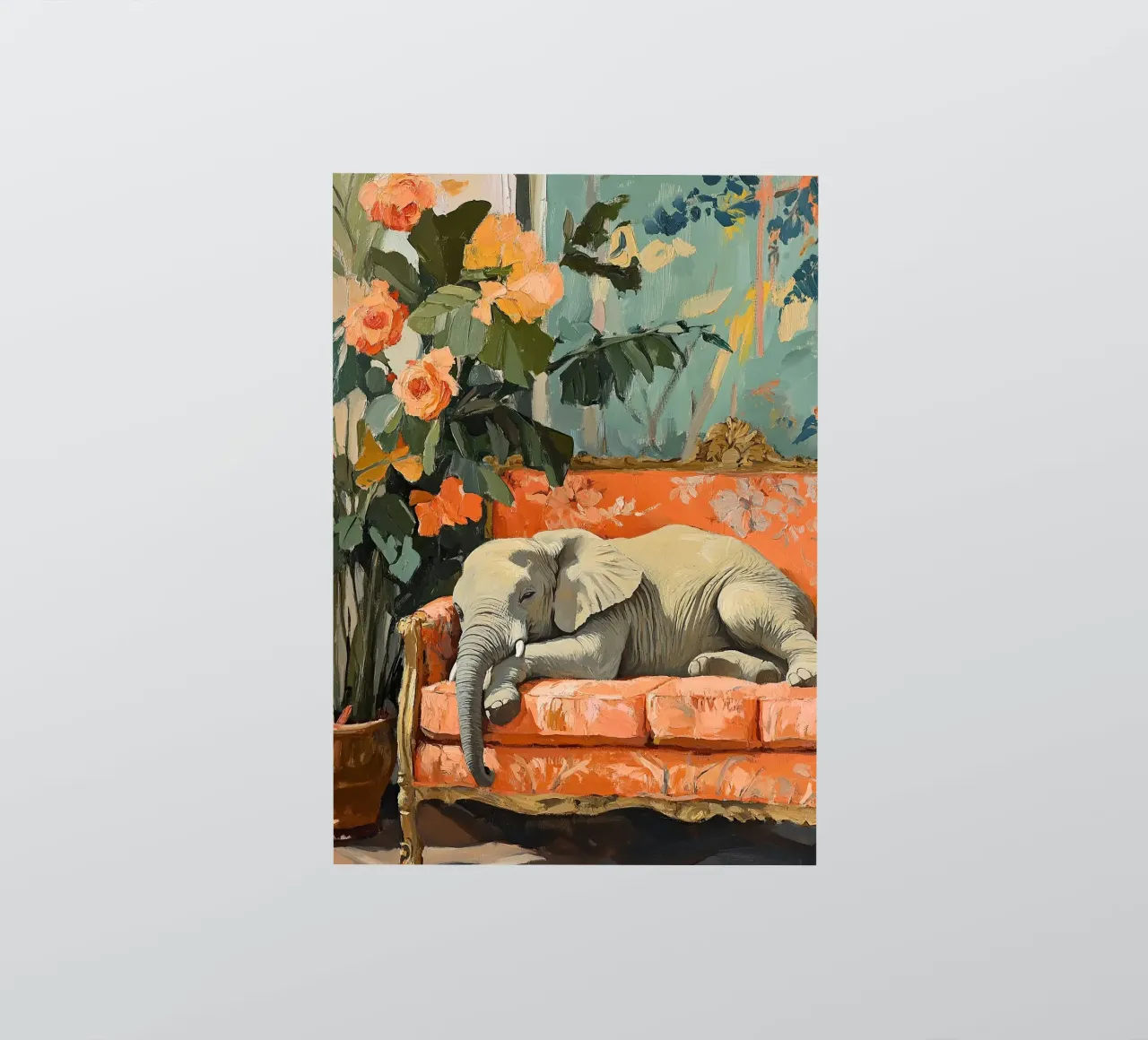 Elephant on the sofa sticker by ArtByNiki